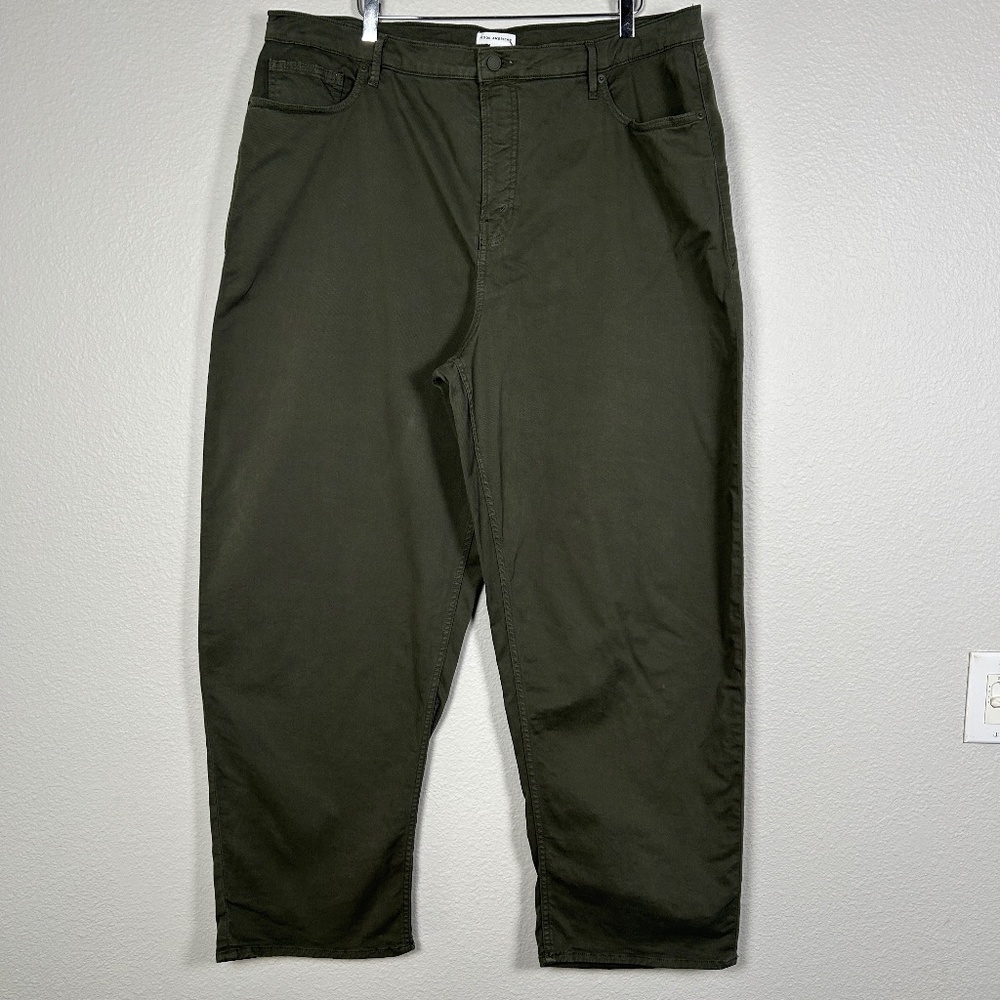 Good American size 18 Good Barrel pant dark green relaxed taper high rise